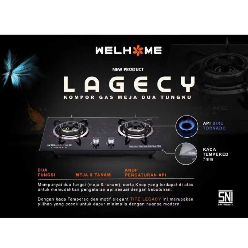 kompor gas welhome lagecy 2 Tungku / kompor tanam welhome