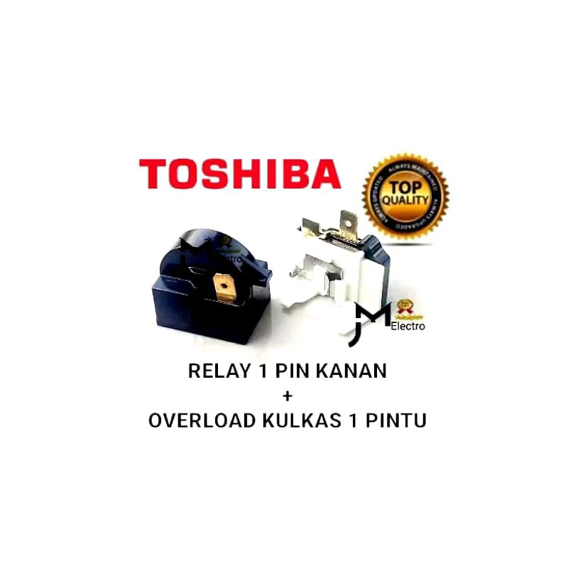 [ 1 setv] RELAY PTC DAN OVERLOAD ORIGINAL KULKAS 1  DAN 2 PINTU TOSHIBA  # RELAY 1 PIN KANAN # RELAI