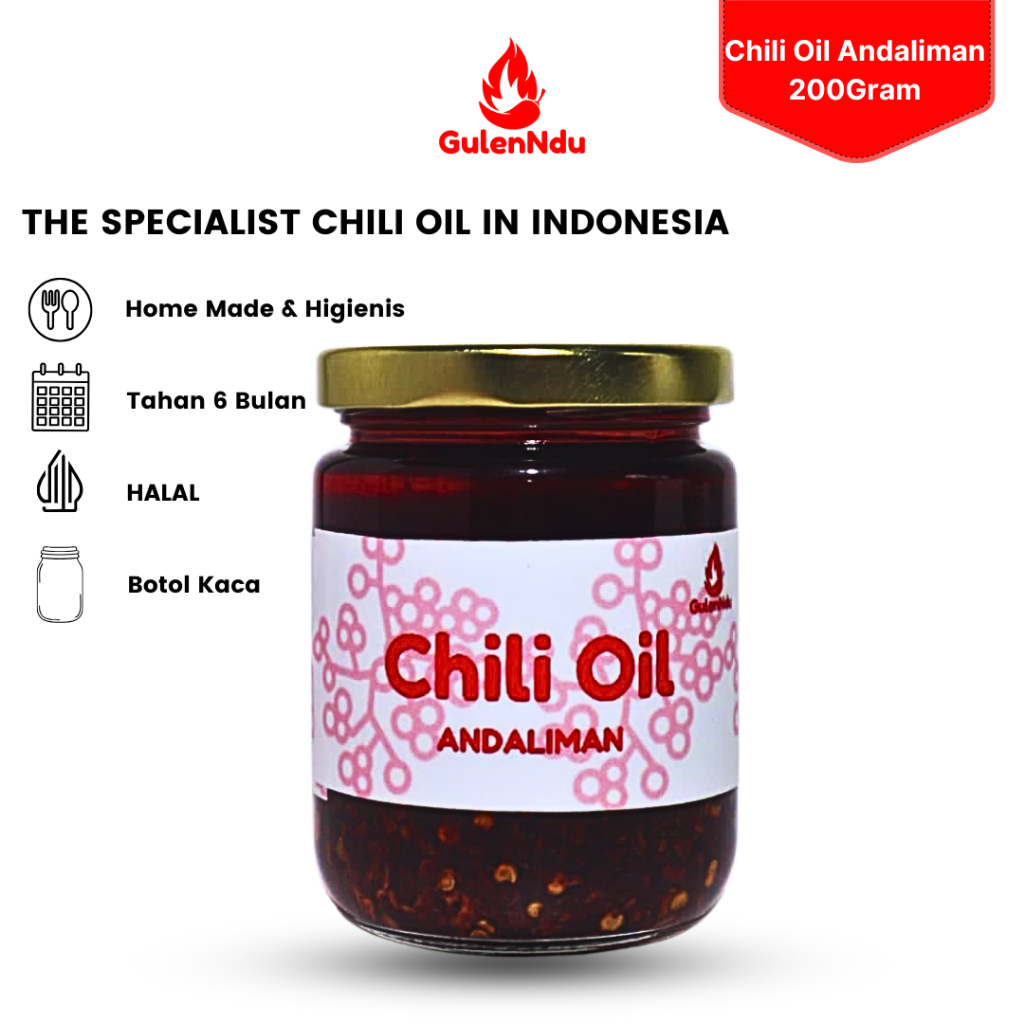 

Chili Oil Andaliman 200Gram Halal Kemasan Kaca Sambal Serbaguna Pedas dan Gurih Bisa Instan Medan