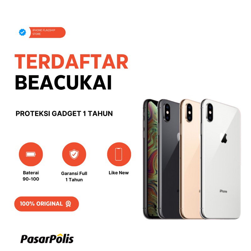 BC iPhone Xs IMEI Terdaftar Beacukai Sinyal Permanen 64gb 256gb original like new