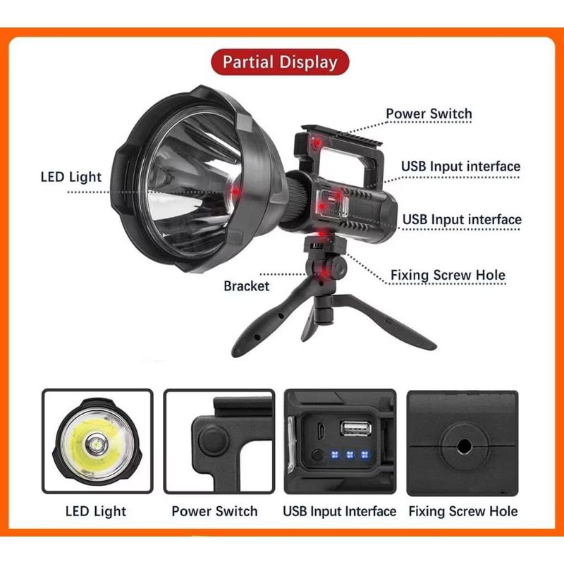 Senter Jumbo Multifuntional searchlight led w590 Murah
