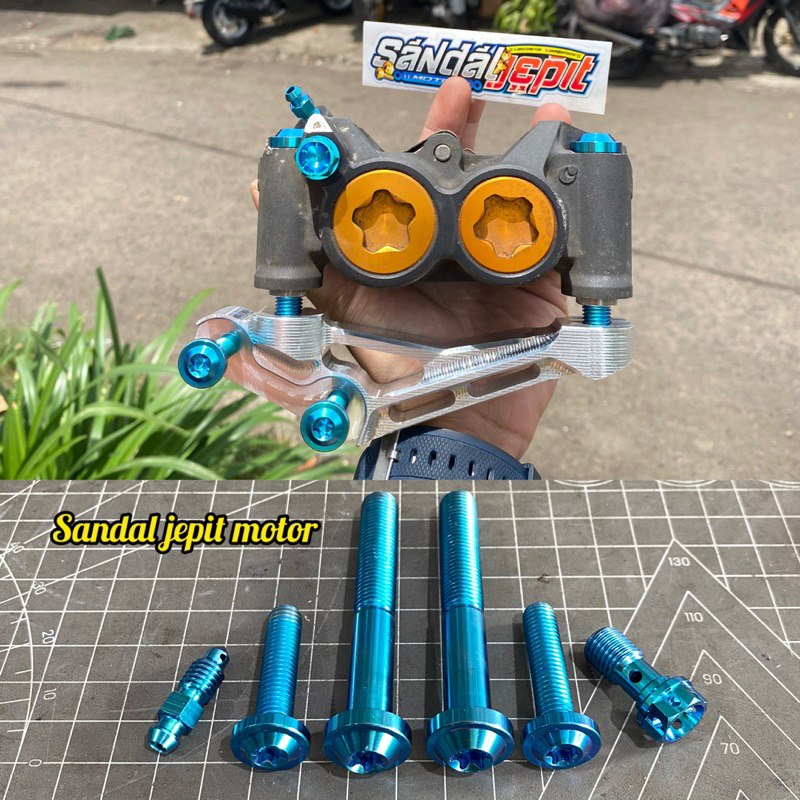 BAUT TITANIUM KALIPER TOKICO GSX SUMITOMO TOKICO KACAMATA KAKI PANJANG BAUT TITANIUM KALIPER TOKICO 