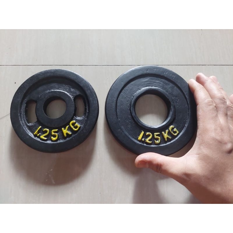 plat besi cor baja 1.25kg lempengan barbel stick alat angkat beban berat