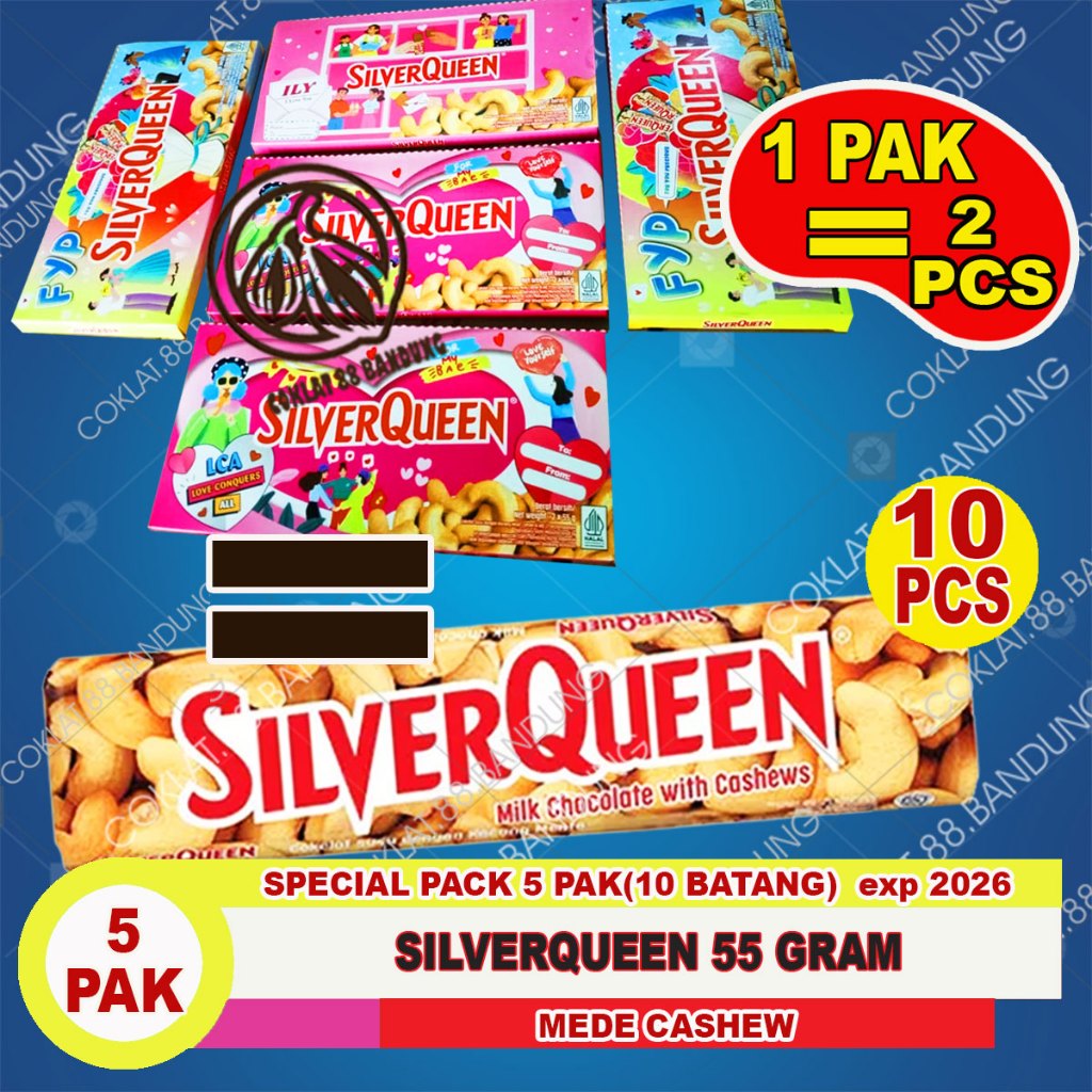 

SILVERQUEEN 55gr 1 BOX ISI 10 ex 58 gr, COKLAT SILVER QUEEN 55 GR 58 GRAM COKELAT ALMOND MEDE BESAR