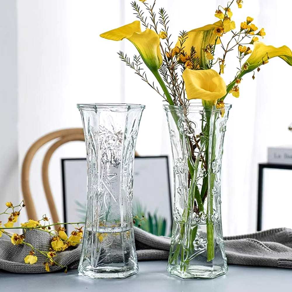 Vas Kaca Persegi/Vas Kaca Bermotif/ Vas Kaca Aestetik/ Vas Kaca Cantik