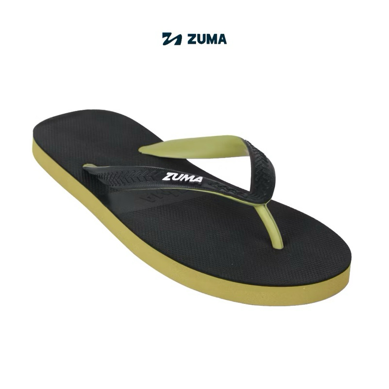 Sandal Zuma Men Black Series Hitam Lime / Sandal Jepit Karet Cowok