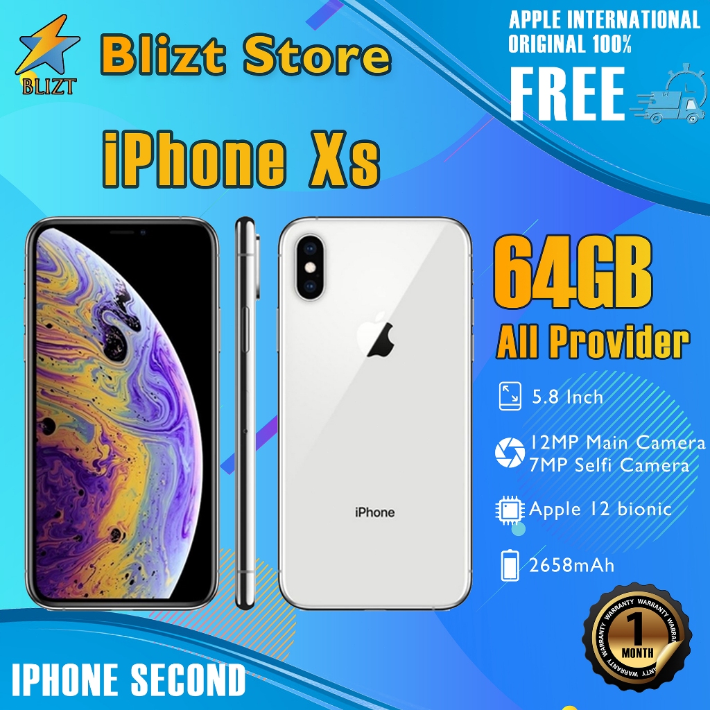 iPhone Xs 64GB Bekas Second Original100% All Sim Silent Fullset Mulus Normal Hp 3utools All Green