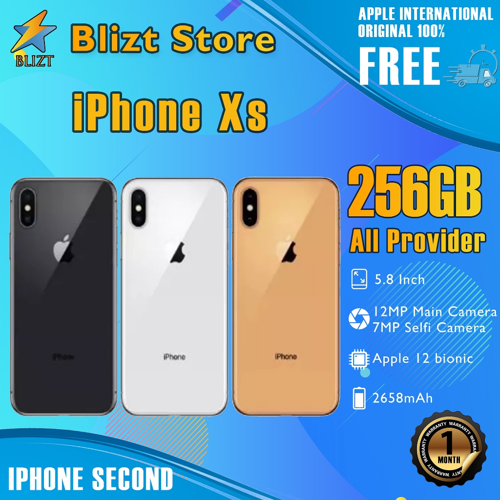 iPhone Xs 256GB Bekas Second Original100% All Sim Silent Fullset Mulus Normal Hp 3utools All Green