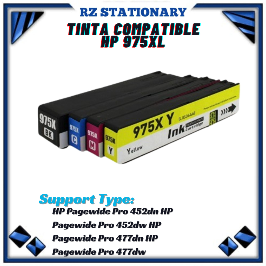 Tinta Compatible HP 975X Printer 452dn 477dw 577dw {1set}