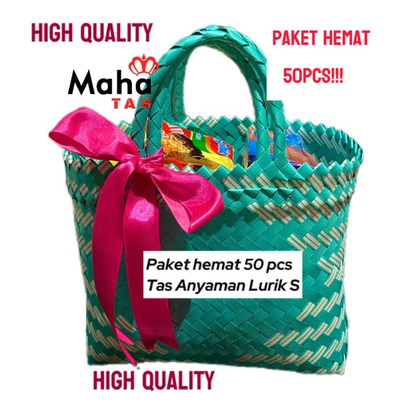 

paket hemat 50pcs!! Tas Anyaman lurik(s)Tas belanja,souvenir,tashajatan