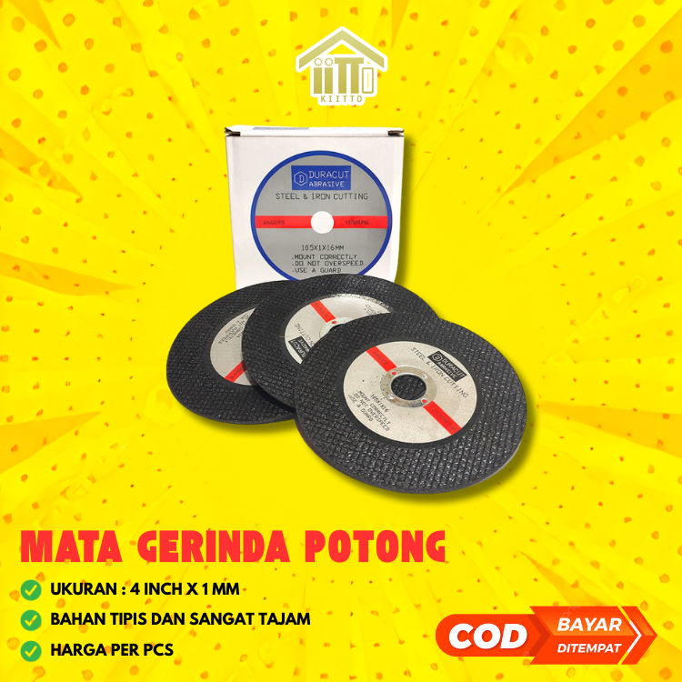 BATU MATA GRENDA GERINDA POTONG BESI 4 INCH DURACUT / BATU POTONG CUTTING WHEEL 4 INCH  UNTUK POTONG