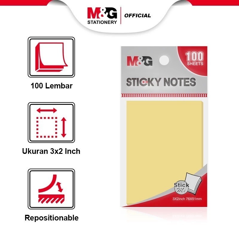 

Sticky Note M&G YS-66 Stick Memo Tempel Penanda Pembatas Buku 3x2inch Yellow 76x51mm