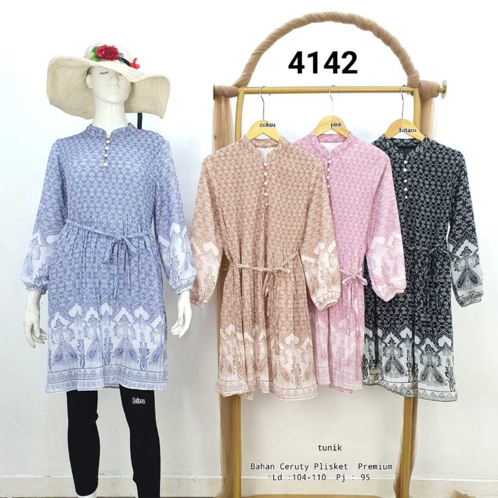 Tunik Batik Plisket Premium Terbaru Tunik Batik Plisket Wanita Motif batik