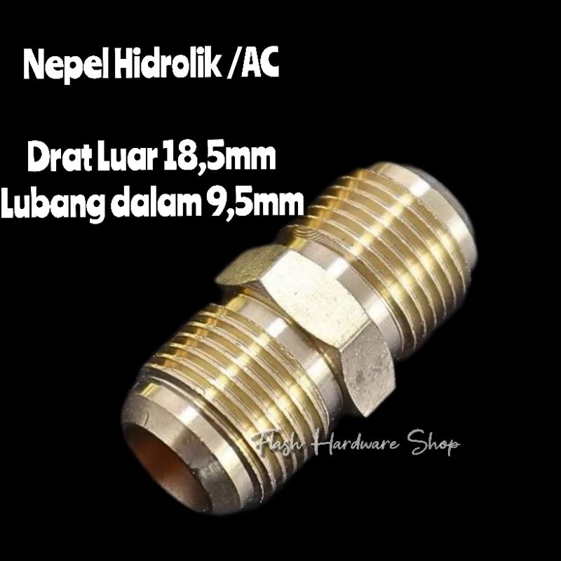 Nepel Tengah double nepel AC Hidrolik 18,5mm X 9,5mm