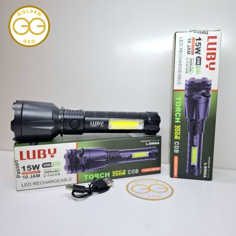 Senter Polis LED Recharge Zoom LUBY L-8966A (RM)