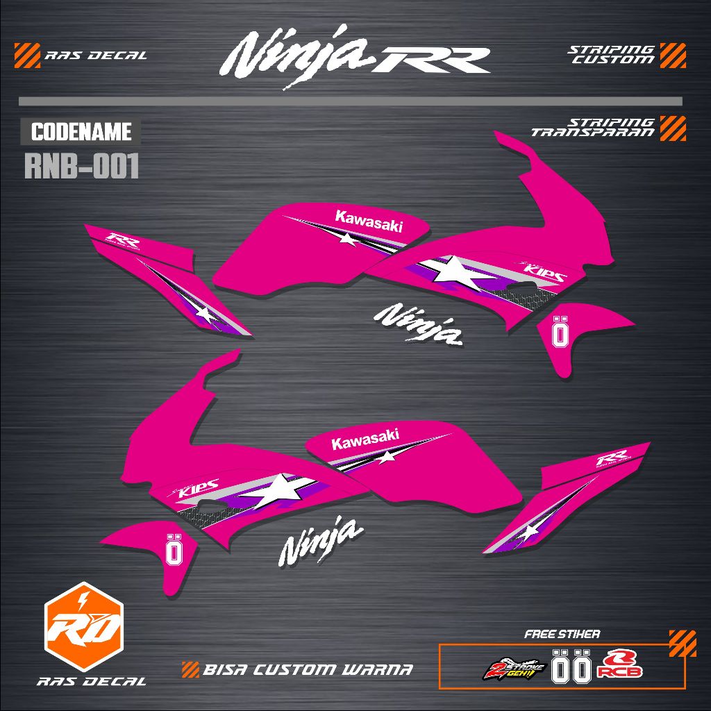 Stiker Striping NINJA RR NEW CUSTOM TRANSPARAN - Striping Transparan Ninja RR New Custom Motif Star