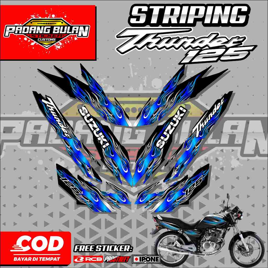 STRIPING VARIASI SUZUKI THUNDER 125  / STICKER VARIASI LIST MOTOR SUZUKI THUNDER 125 MOTIF API