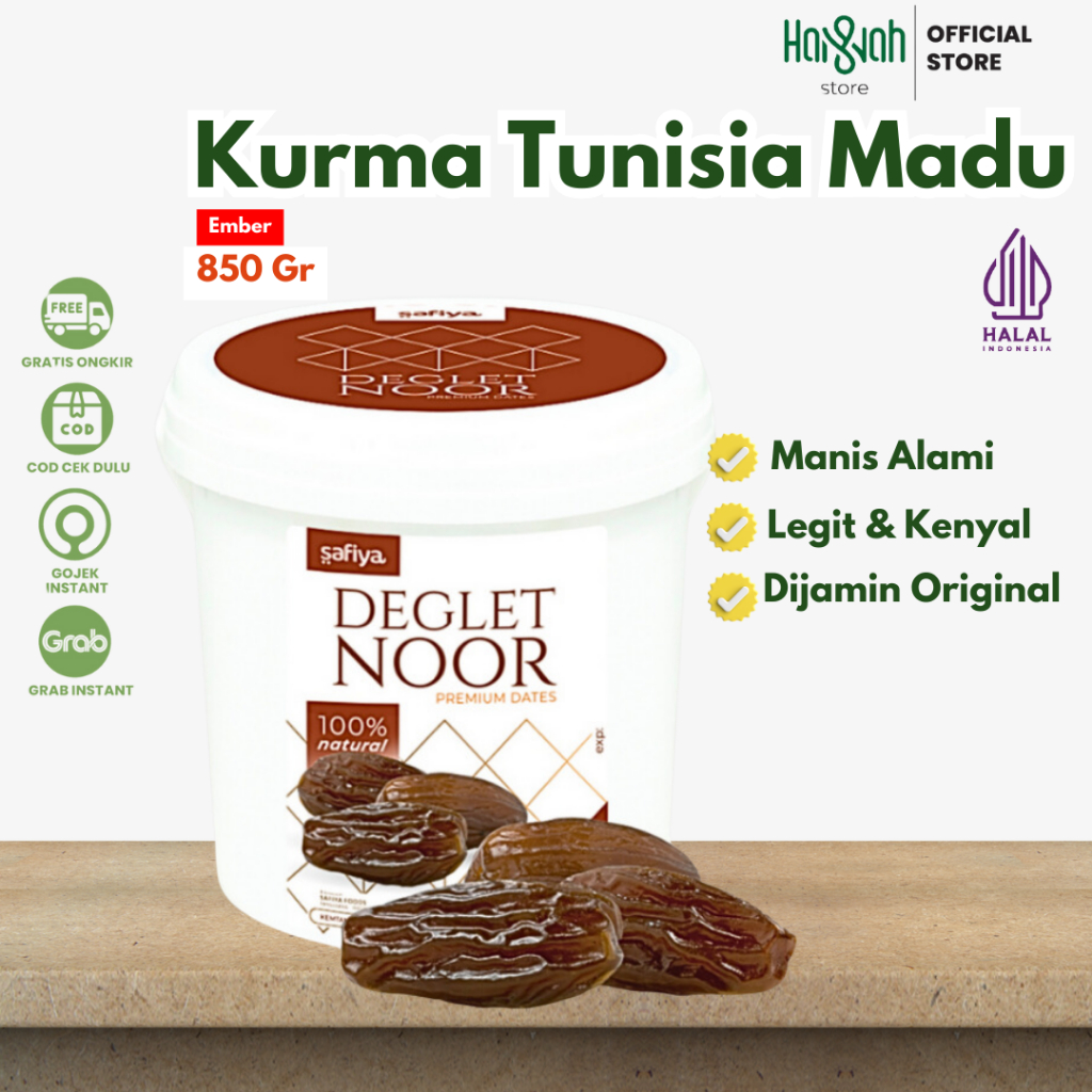 

Kurma Deglet Nour Tunisia Madu 850 gram Kemasan Ember | Tunisia Tanpa Tangkai Legit Madu