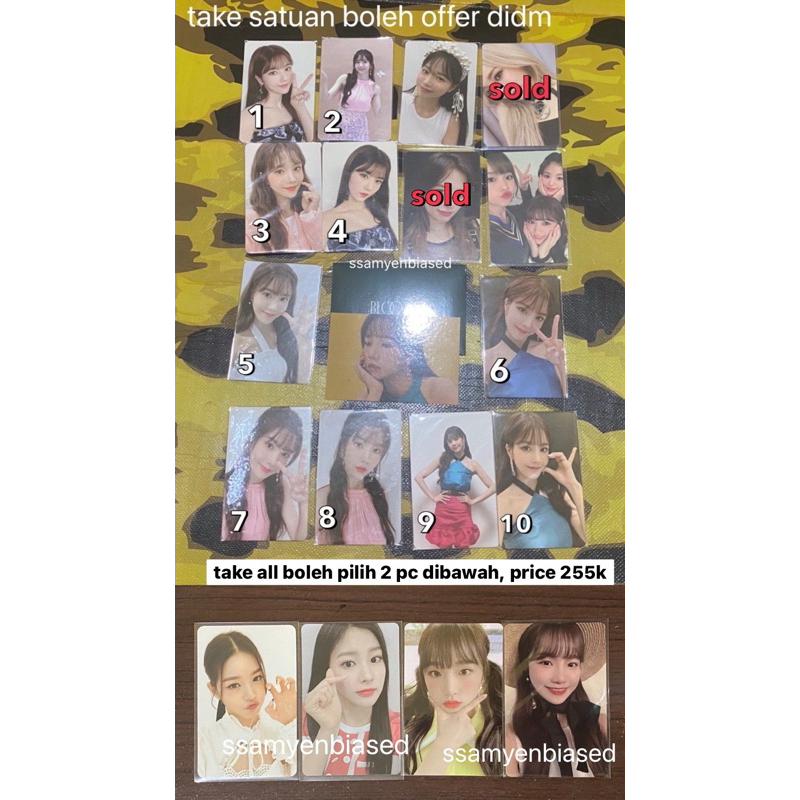 TAKE ALL BOLEH PILIH FREE DUA PC DI PICT KEDUA IZONE IZ*ONE PC PHOTOCARD EUNBI YENA YUJIN YURI WONYO