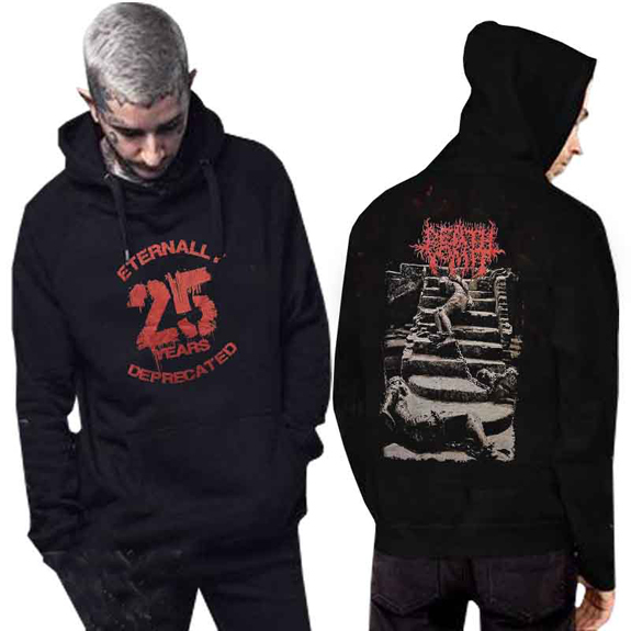 Sweater Death Vomit 25 Years Eternally Deprecated Hoodie Hitam Casual Unisex Bahan Black Cotton Flee