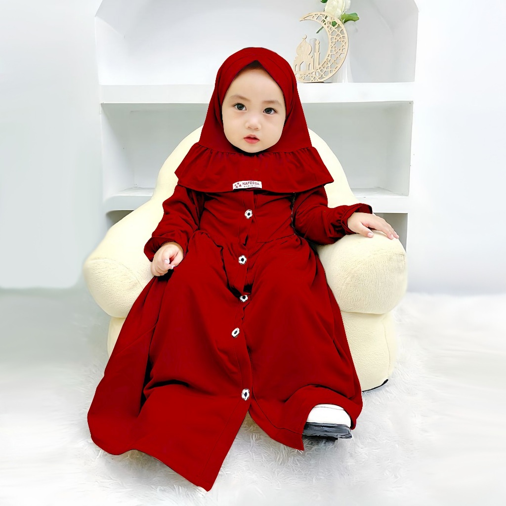 Gamis Abaya Set Kancing Anak Bayi Perempuan 0 6 bulan