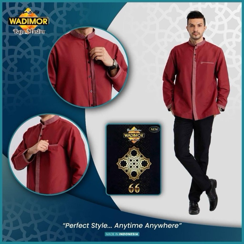Wadimor Baju Muslim Baju Koko Warna dan Putih