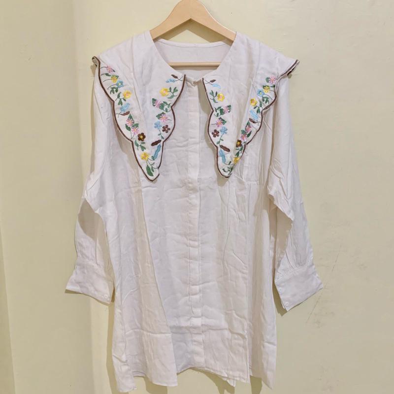 Kemeja/Blouse/Tunik Bangkok Kerah Bordir Oversize Jumbo Bulu Kuda Bulkud Jumbo Size / Kemeja BKK Jum