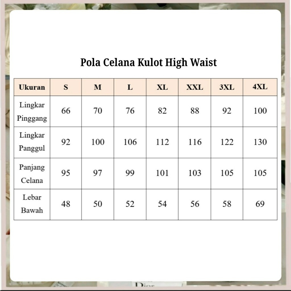 Partenzil Pola Celana Kulot High Waist Wanita Pola Kulot Wanita Pola Jiplak Pola Jahit