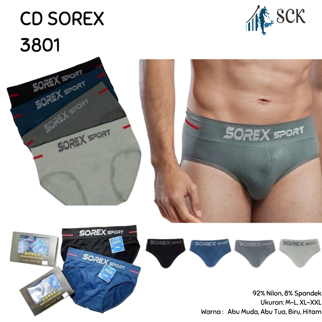 [ISI 2] CD Pria SOREX 3801 - 3803 Model Celana Dalam Karet Boxer / CD Cowok SOREX / Pakaian Dalam Pr