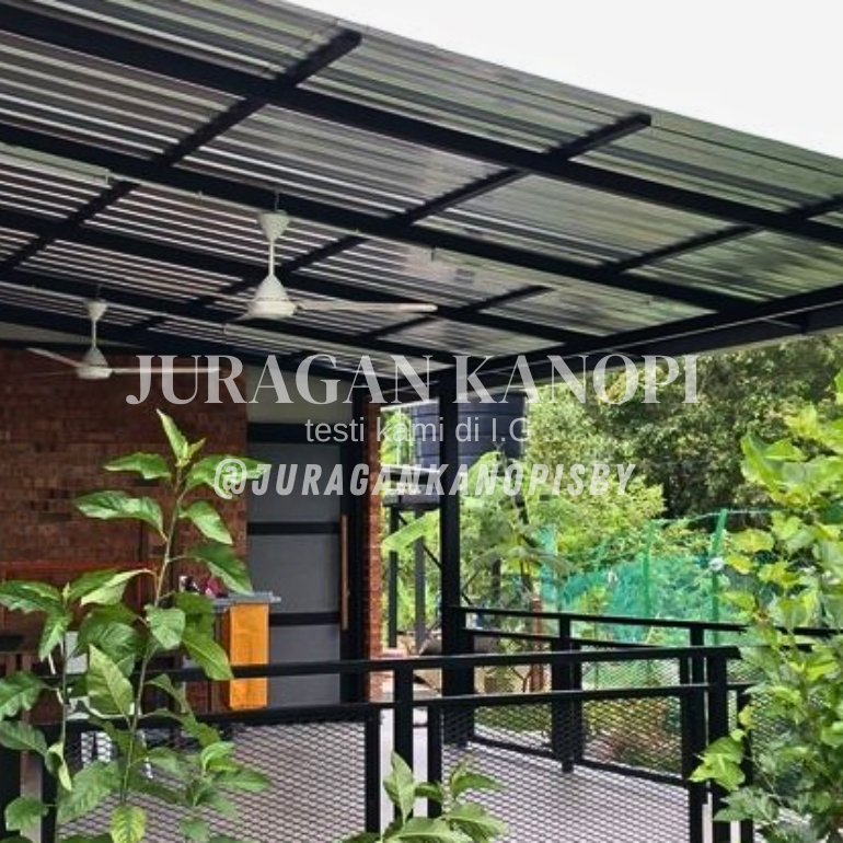 kanopi atap spandek 0.25mm rangka hollow galvanis murah
