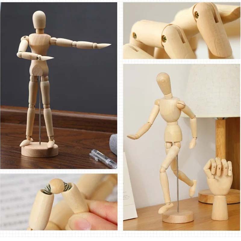 Mannequin Kayu Manekin Kayu Mini Manekin Kayu Full Body Figure Hiasan Meja Patung Import