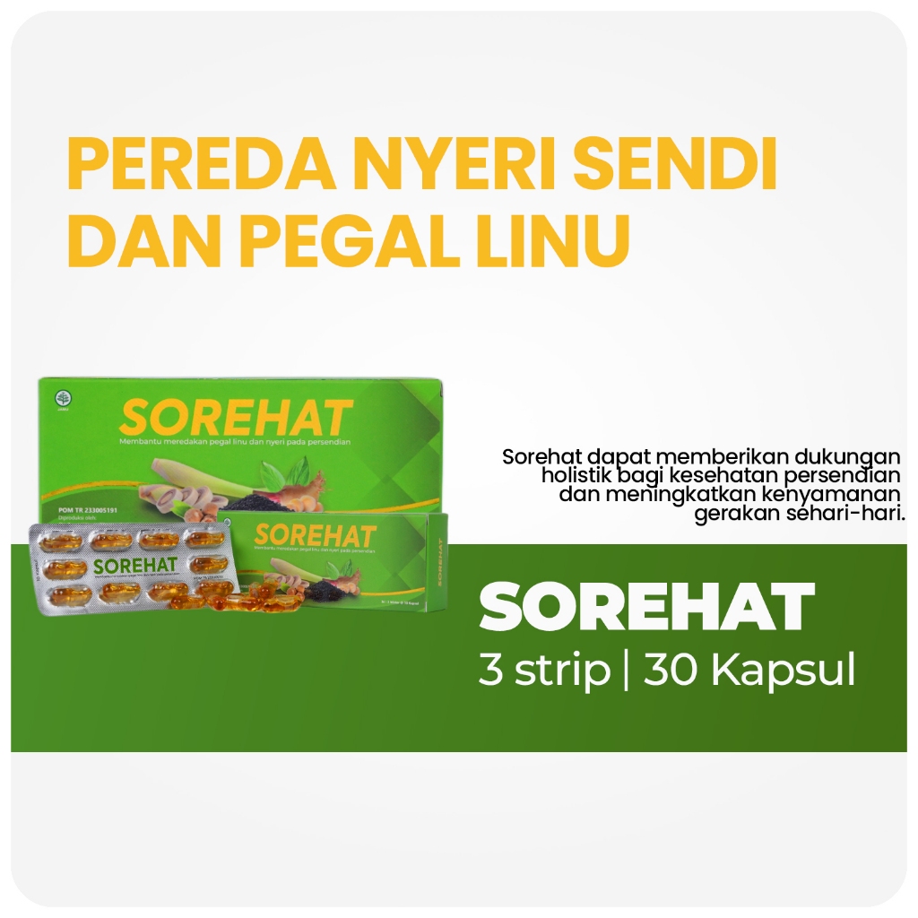 

Kapsul Sorehat - Obat Pegal Linu - Nyeri Sendi & Rematik Original | 30 Capsule