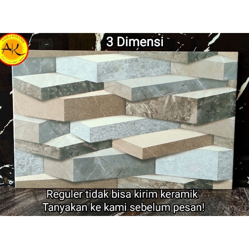 Keramik Dinding Kasar Doff Motif 3D Batu Alam 25x40 Wellington Grey