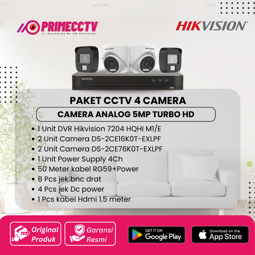 Paket cctv Hikvision 4 Camera Turbo HD 5MP