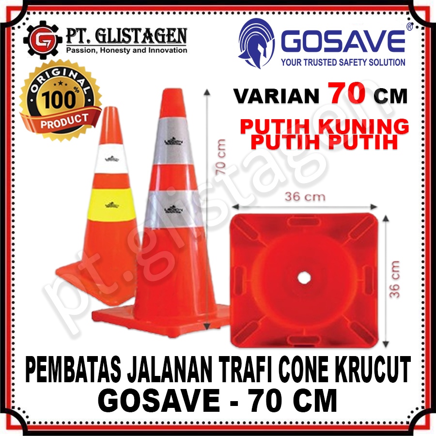 GOSAVE Traffic Cone Safety Rubber Gosave 70cm Kerucut Lalu Lintas 70cm Pembatas Jalanan Lalu Lintas 
