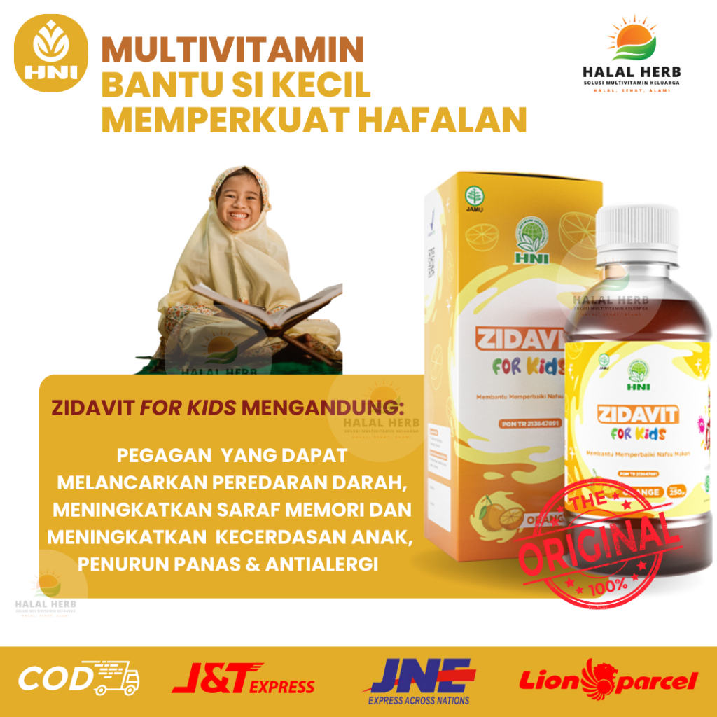 ZIDAVIT HNI HPAI (250gr) 100% ORI - Multivitamin rasa jeruk dengan komposisi madu, minyak ikan sidat