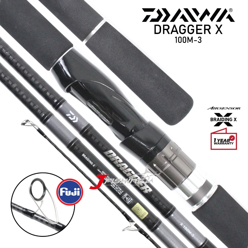 Joran Shore Jigging DAIWA DRAGGER X 100H 100M | Shore Jigging | 3 Section | Spinning | Resmi