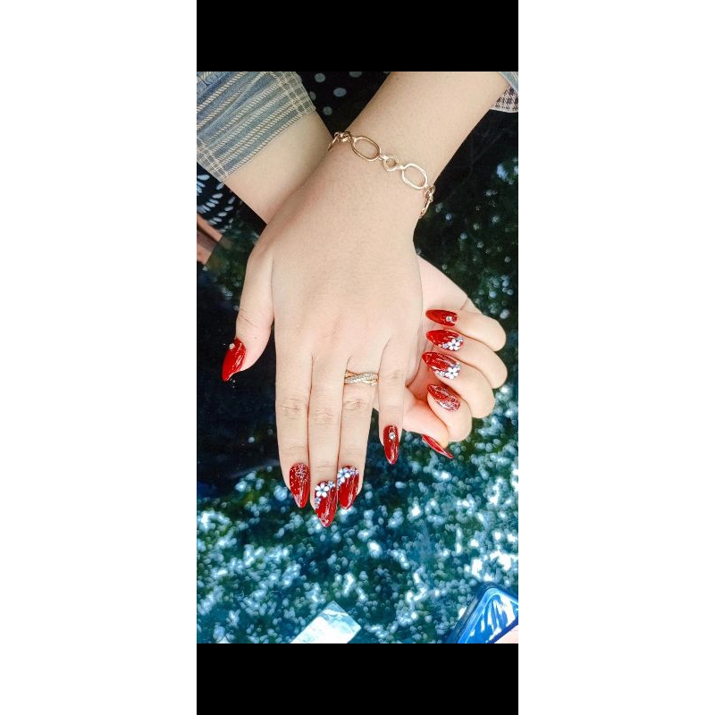 KUKU PALSU WEDDING/KUKU PALSU MAROON/NAIL ART