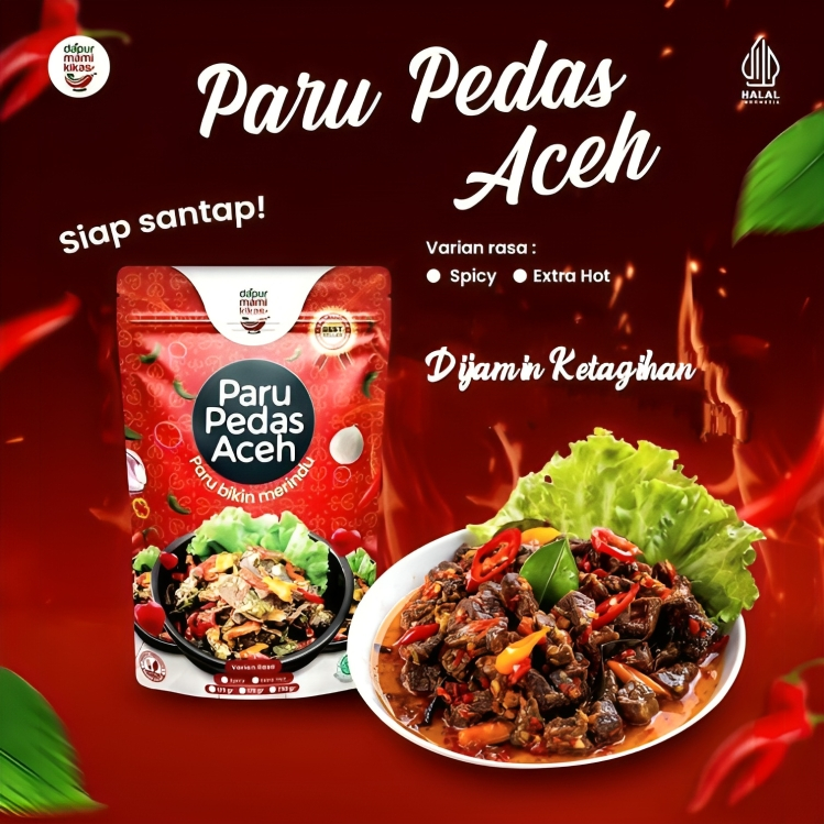 

DapurMamiKikas - Paru Pedas Bumbu Aceh - Makanan Instan Khas Aceh - Paru Spicy 80g