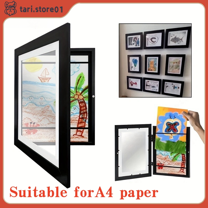 

100%ORI⭐Ready & Garansi⭐Kids Art Frame A4 Photo Storage Frame Front Aperture Variable Image Display For Kids Art Drawing Painting Mother'S Day Foto Gambar Penyimpanan Pajangan Dekorasi Rumah