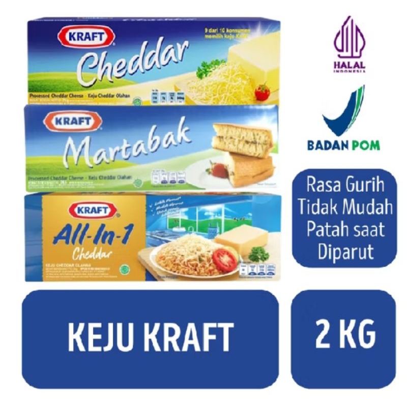 

Keju KRAFT Cheddar Blok 2kg All Variant