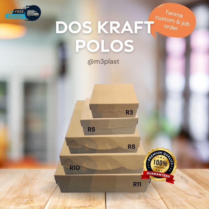 DUS KOTAK NASI CATERING DUS KUE POLOS KRAFT COKLAT SEKALI PAKAI ISI 100 PCS