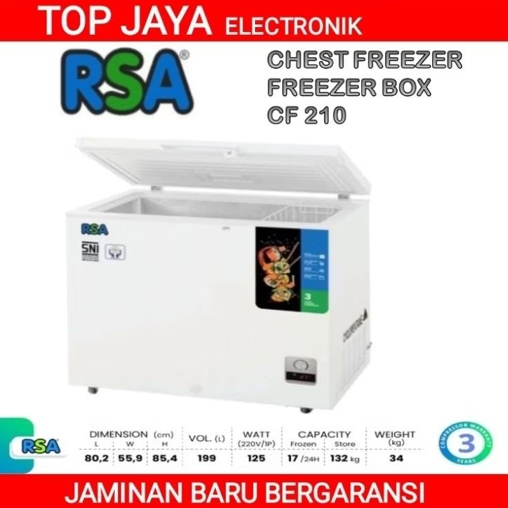 CHEST FREEZER RSA CF210/RSA FREEZER BOX 199L NEW SERIES