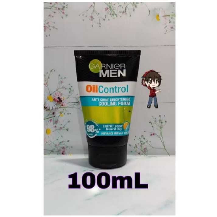 Cooling Foam Garnier Men Oil Control Anti Shine Brightening 100ml - Sabun Cuci Muka Pria Garnier Uku