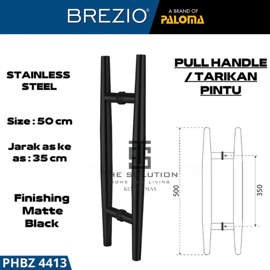 Handle BREZIO PHBZ 4413 Gagang Pintu Rumah Minimalis Tarikan Pull Handle Kupu Tarung 50CM Hitam