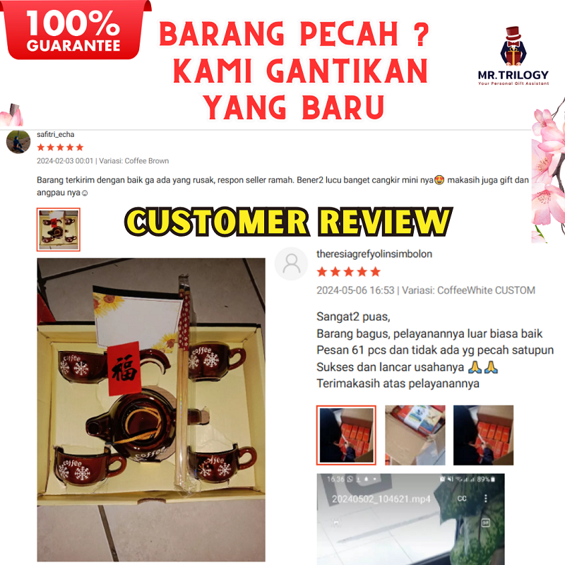 Hampers Wedding Cangkir Set Keramik COFFEE Souvenir Sangjit Teapai Chinese Tea Teko Pot Set Gelas