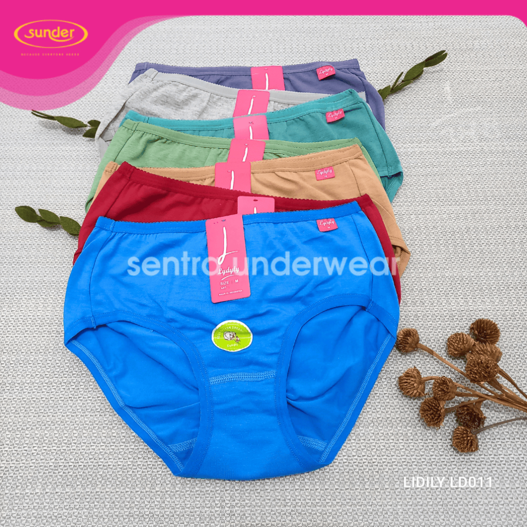 GROSIR 6 Celana Dalam Wanita Lydyly LD011 Lidily Lusinan Cd Katun Dewasa Jumbo XL XXL L M