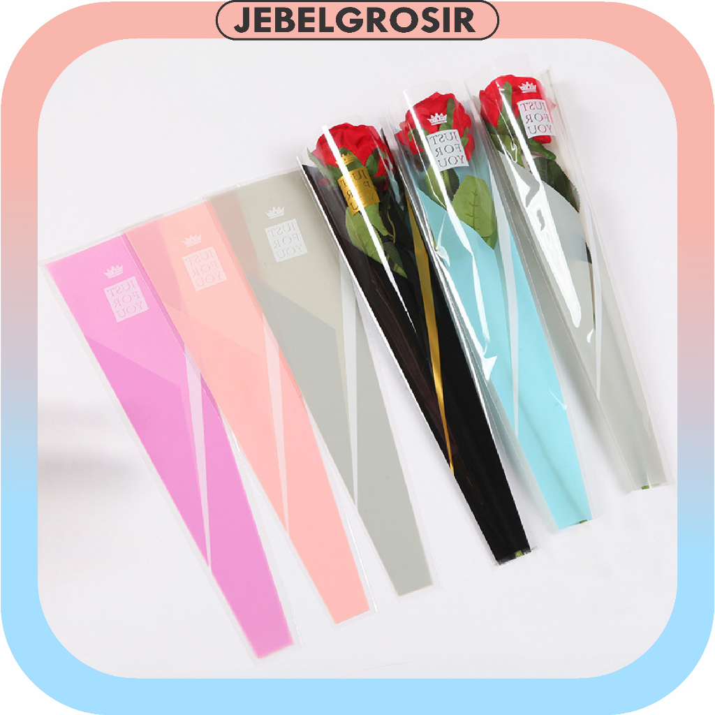 

50 Lembar Single Flower Rose Packing Plastik Buket Bunga Pertangkai Hand Bouquet SF18