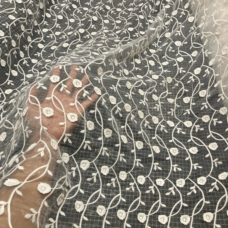 kain organza bordir / organza bordir timbul