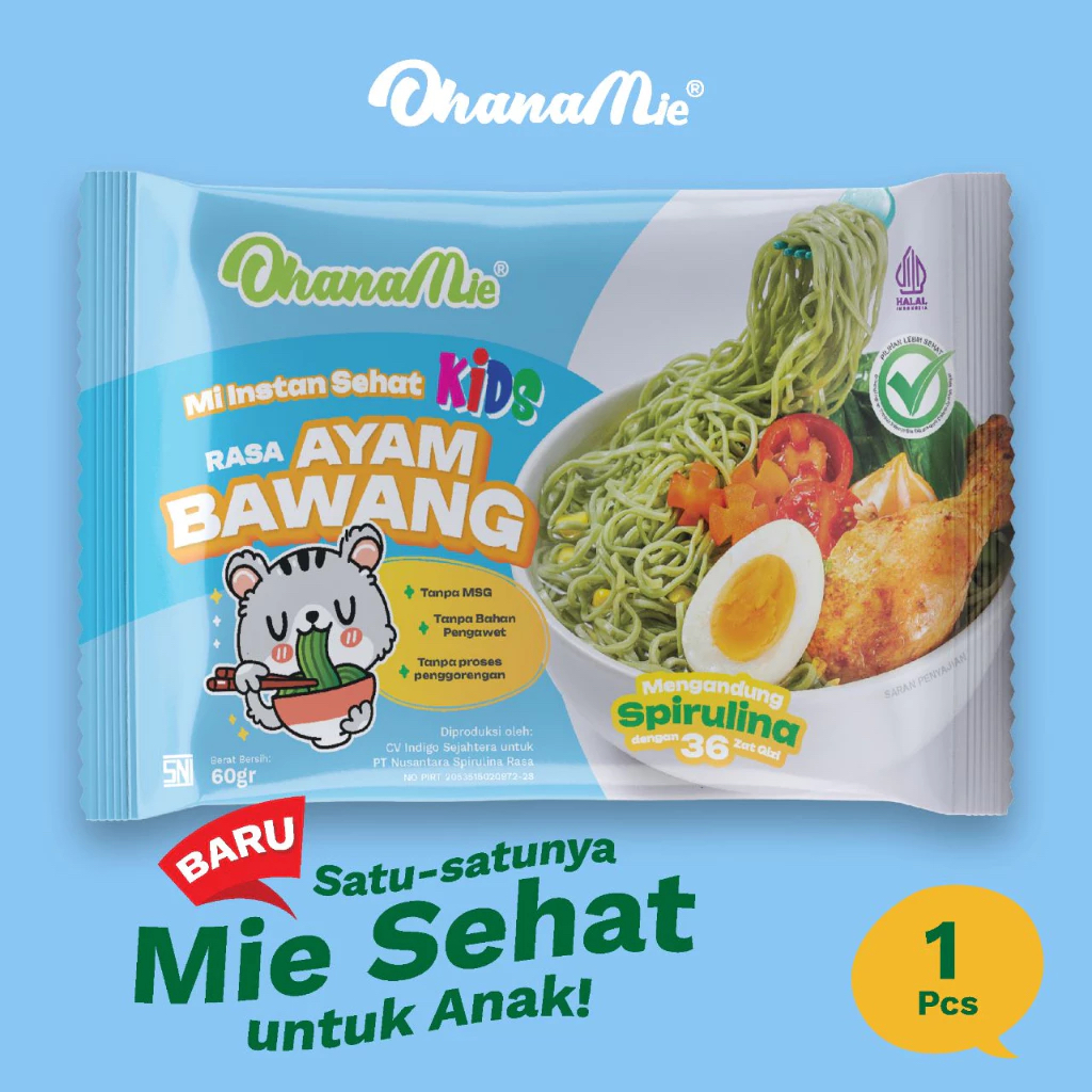 

Ohana Mie / Mie Instan Ayam Bawang / Mie Anak Sehat Spirulina / Non MSG